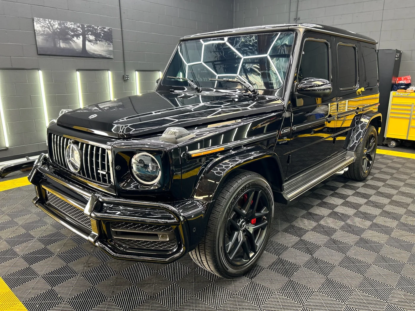 Black Mercedes-AMG G63 detailed and coated at Artec Automotive in Belmont, CA