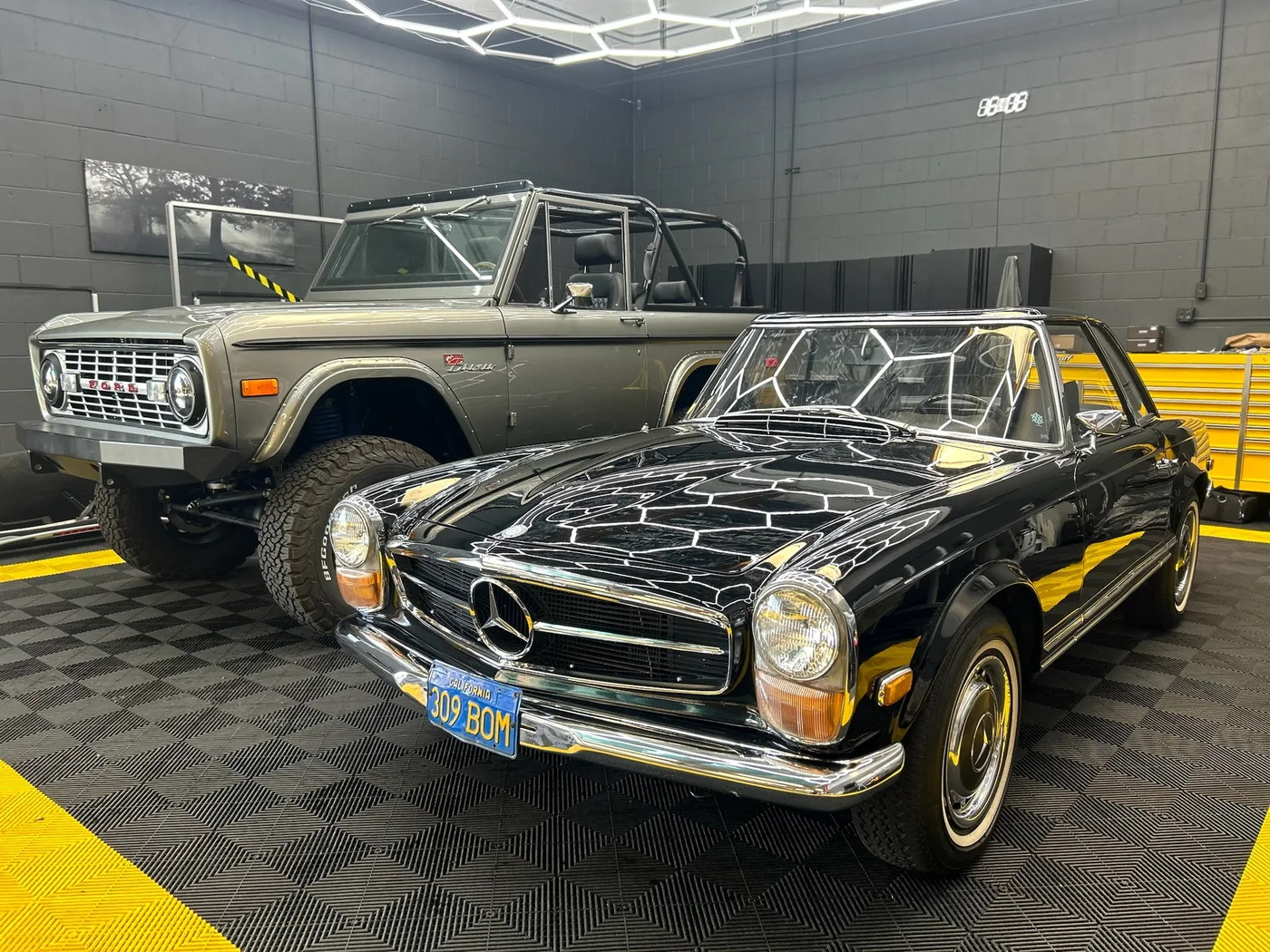 Black Mercedes-Benz 280SL Pagoda restored at Artec Automotive in Belmont, CA