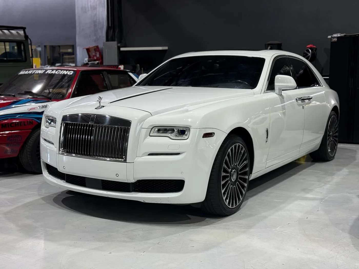 White Rolls-Royce Ghost in the Artec Automotive service bay